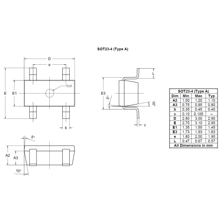 SOT23-4 (Type A) POD Image