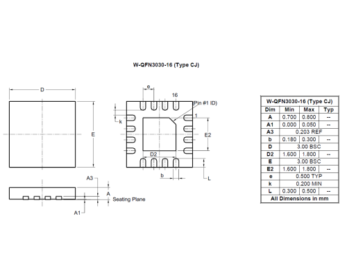 W QFN3030 16 Type CJ RevA